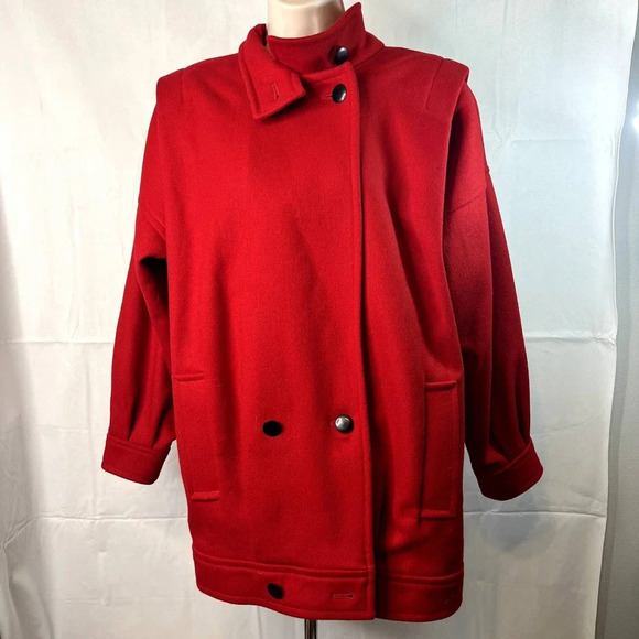 International Scene‎ Vintage Red Wool Double Breasted Coat Size 7/8 - Picture 14 of 14